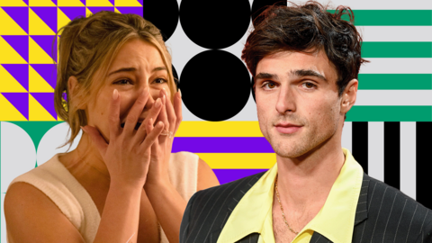 A composite picture of a scene from I Know What You Did Last Summer, showing a woman screaming, and Jacob Elordi