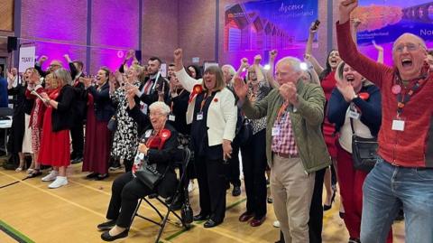 Labour supporters cheer