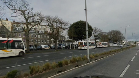 A view of a seaside road in St Peter Port