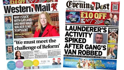 Front pages of the Western Mail and South Wales Evening Post