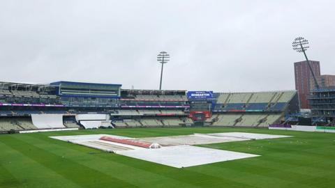A wet Edgbaston with the covers on