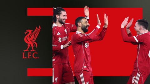 Salah, Szobozslai and Robertson celebrate a Liverpool goal