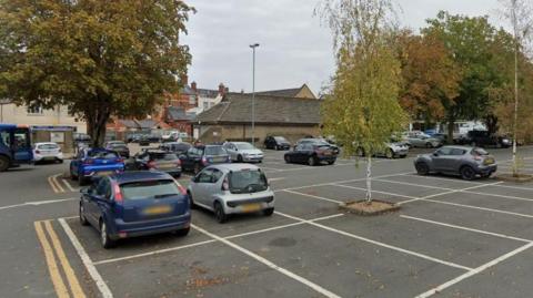 The Brewery car park in Cirencester on a cloudy autumn day