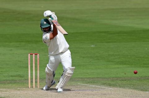 Worcestershire skipper Brett D'Oliveira unleashes a handsome off drive against Kent at Worcester