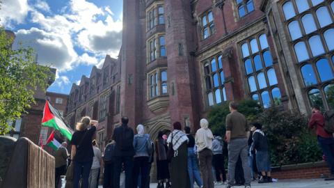 Protesters outside Newcastle University