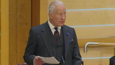 King Charles makes a speech to the Scottish Parliament opening