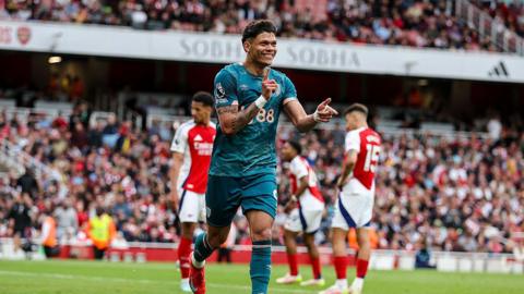 Bournemouth striker Evanilson celebrates scoring against Arsenal in the Premier League