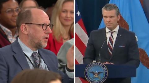 Splitscreen. Left, Bateman. Right, Hegseth.