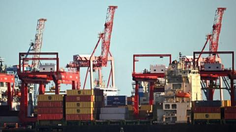 Cranes and containers at Liverpool freeport