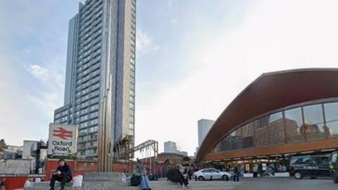 Exterior shot of the approach to Oxford Road station, Manchester