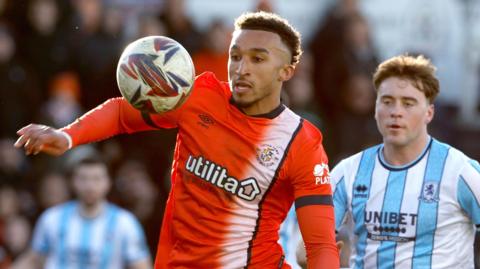 Luton's Jacob Brown playing against Middlesbrough