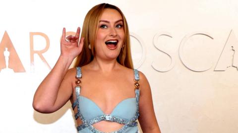 Amelia Dimoldenberg poses during the Oscars arrivals at the 97th Academy Award