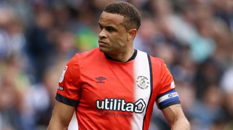 Luton captain Carlton Morris during the final game of the Championship season at West Brom which saw the Hatters relegated