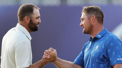 Scottie Scheffler and Bryson DeChambeau shake hands