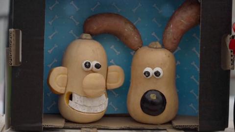 Wallace and Gromit likeness in the shape of vegetables