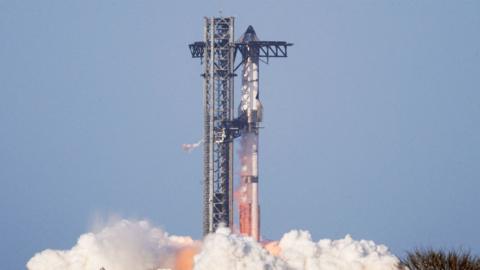 SpaceX's next-generation Starship spacecraft atop its Super Heavy booster is launched on its eighth test at the company's Boca Chica launch pad in Brownsville, Texas, U.S., March 6, 2025.