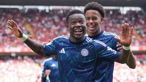 Abdul Fatawu celebrates his winner at Charlton