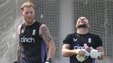 Ben Stokes and Brendon McCullum in the nets