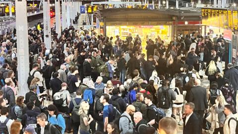 People crowded at Paddington Train station