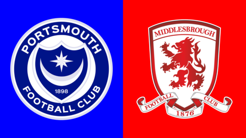 Side-by-side of Portsmouth and Middlesbrough club badges