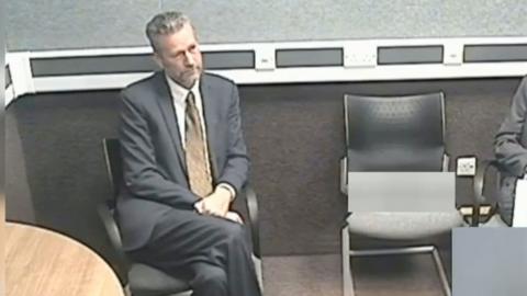 Nathan Gill in a police interview room