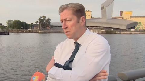 Jim Bridges speaking to BBC Breakfast in Salford Quays