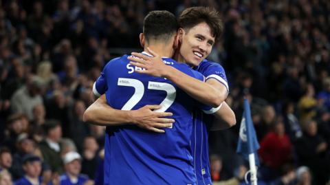 Rubin Colwill celebrates