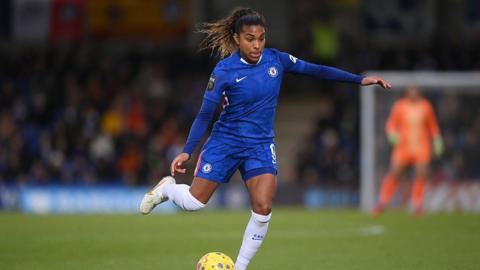 Catarina Macario playing for Chelsea