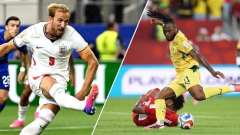 A split image of two footballers.