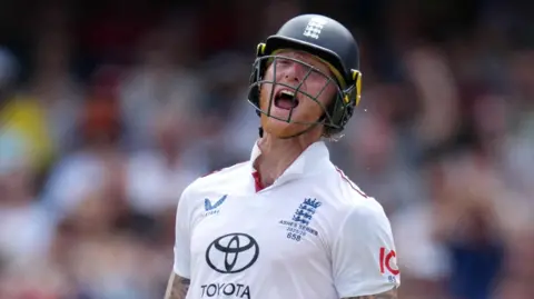 Ben Stokes screams in disappointment after being bowled