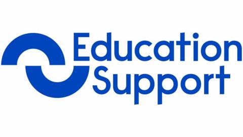Text reads, 'Education Support' - blue text on white background.