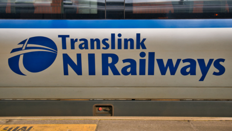 Translink train close up shot saying Translink NI Railways