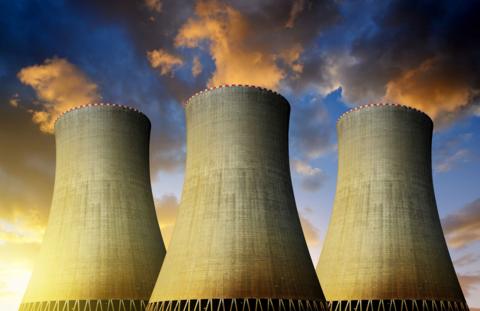 Three nuclear cooling towers