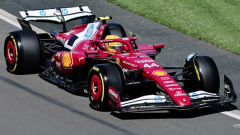 Lewis Hamilton drives his Ferrari in first practice for the Australian Grand Prix