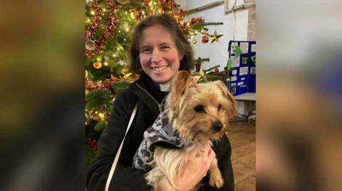 The Reverend Eleanor Whalley with Yorkshire Terrier Cyril