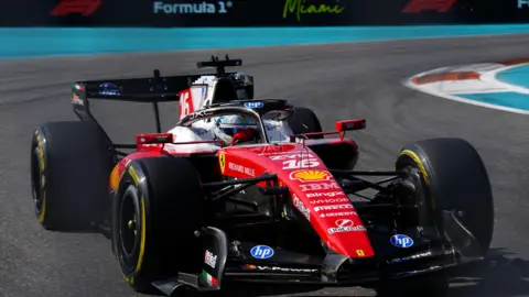 Ferrari's Charles Leclerc during Miami Grand Prix sprint qualifying