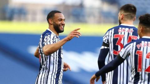 Matt Phillips congratulating his fellow West Bromwich Albion teammates