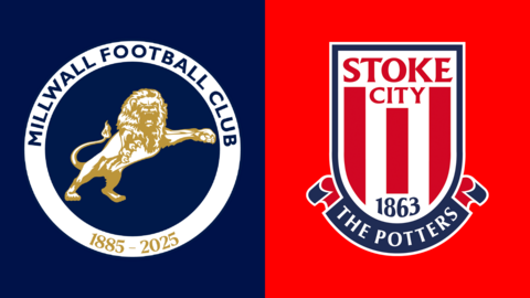 The club badges of Millwall and Stoke City