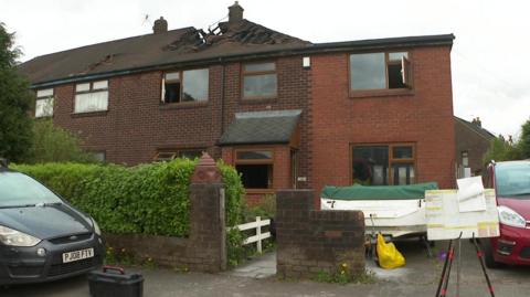 Scene of a fire at a house in Wigan