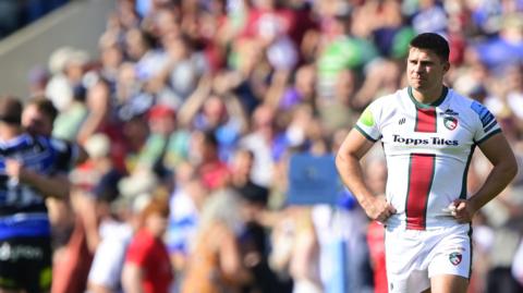 Ben Youngs shows disappointment after Leicester Tigers are beaten by Bath in the Premiership Grand Final