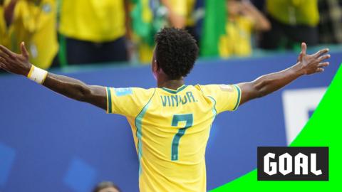 Vinícius Júnior celebrates scoring the opening goal