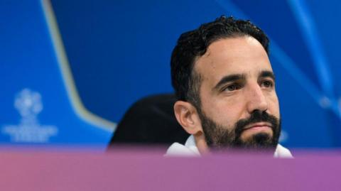 Sporting boss Ruben Amorim addresses the media before his current club's Champions League tie against Manchester City