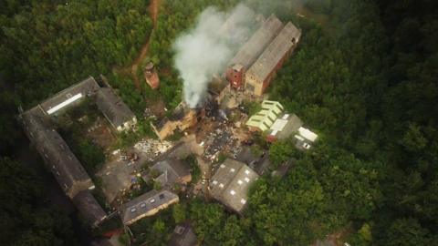 A drone image of smoke coming from the fire in 2025. 