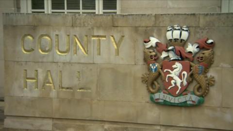 A coat of arms at County Hall, Maidstone