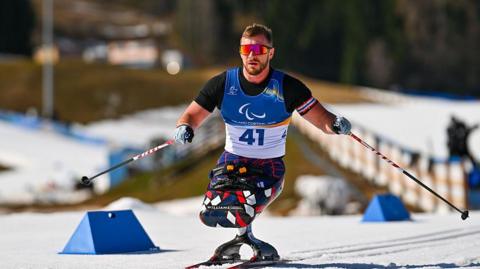 Scott Meenagh in action at the Milan-Cortina Winter Paralympics