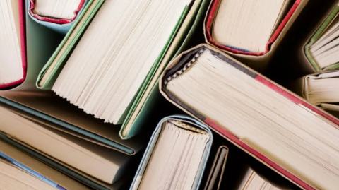 Close up picture of books