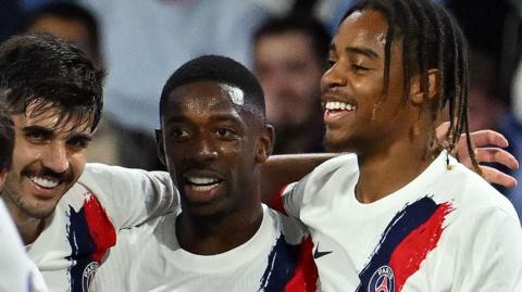 PSG players celebrate