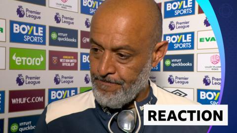 A disappointed Nuno Espirito Santo gives his thoughts after West Ham's relegation from the Premier League is confirmed