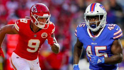 Louis Rees-Zammit and Christian Wade in action for NFL sides