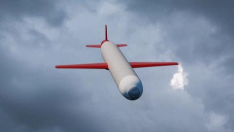 A computer generated image of a Tomahawk missile
